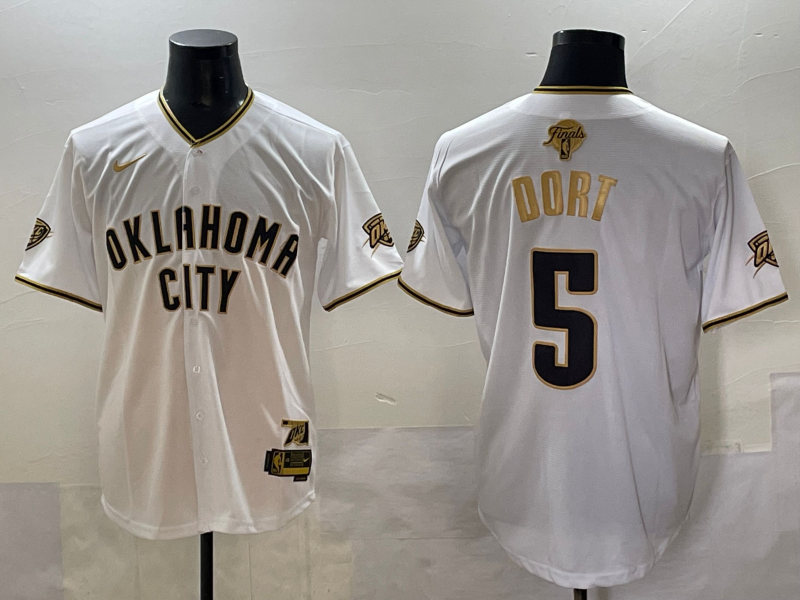 Men 2025 Oklahoma City Thunder #5 Dort white Nike Joint Name NBA Jersey style 14